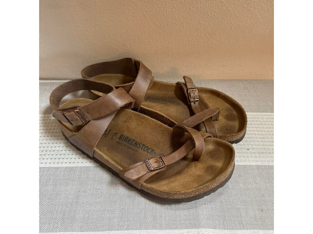 BIRKENSTOCK Yara Ankle Wrap Sandal Brown Leather Size 41/ US 10-10.5